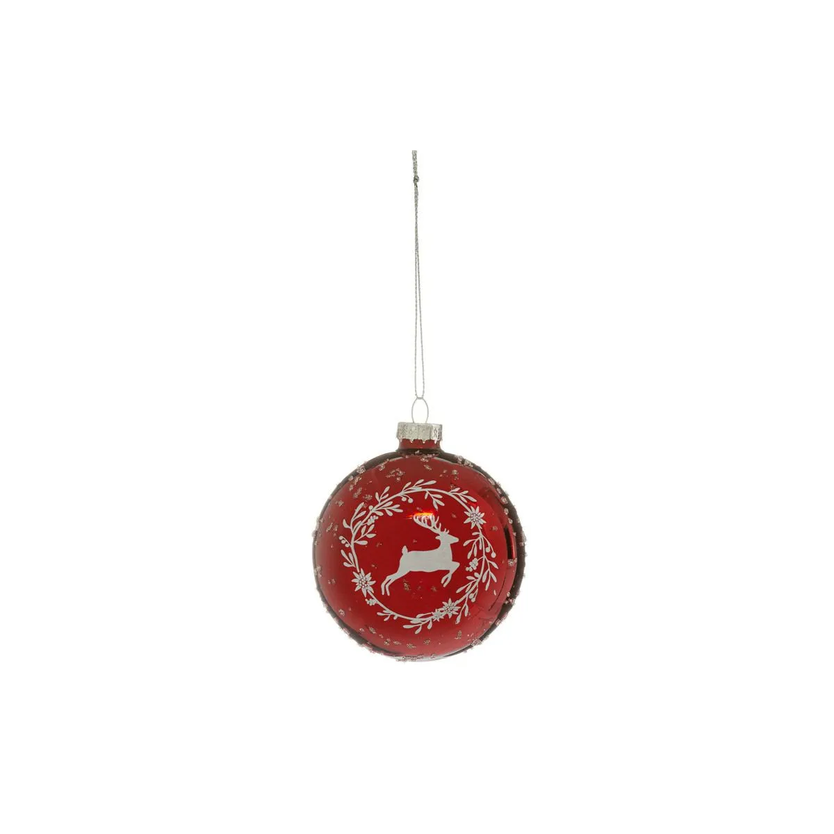 Boule De Noël Verre 80 Mm Renne Couronne - Feeric Lights & Christmas