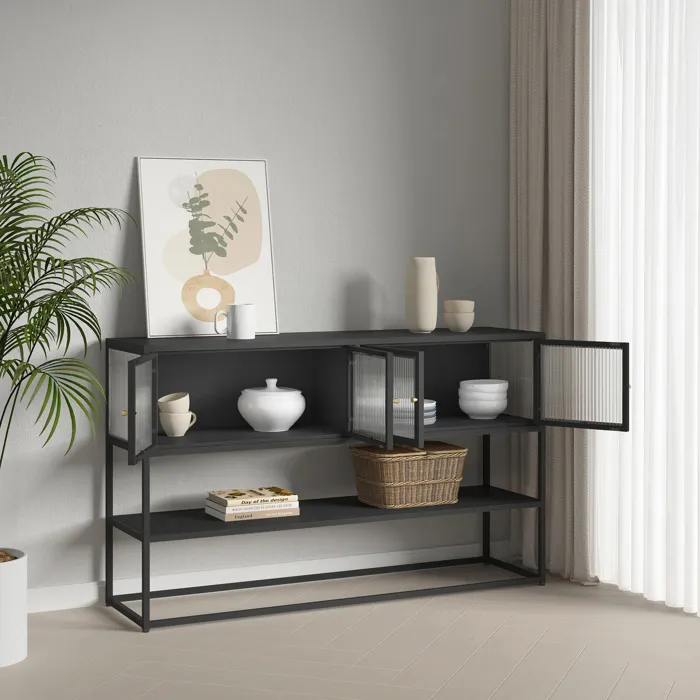Buffet Säkylä 150 x 38 x 90 cm noir en.casa