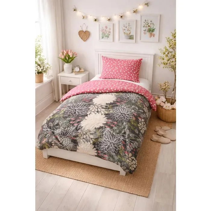 Couette Tempérée Imprimée Pétales / Gouttes - 1 Personne 140 X 200 - Toutes Saisons - Mortreux
