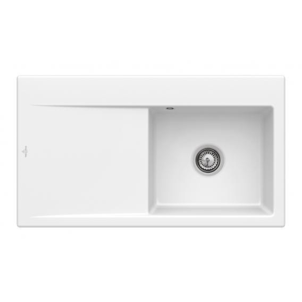 Evier 1 cuve avec vidage automatique VILLEROY ET BOCH Subway 50 flat stone white ceramic plus