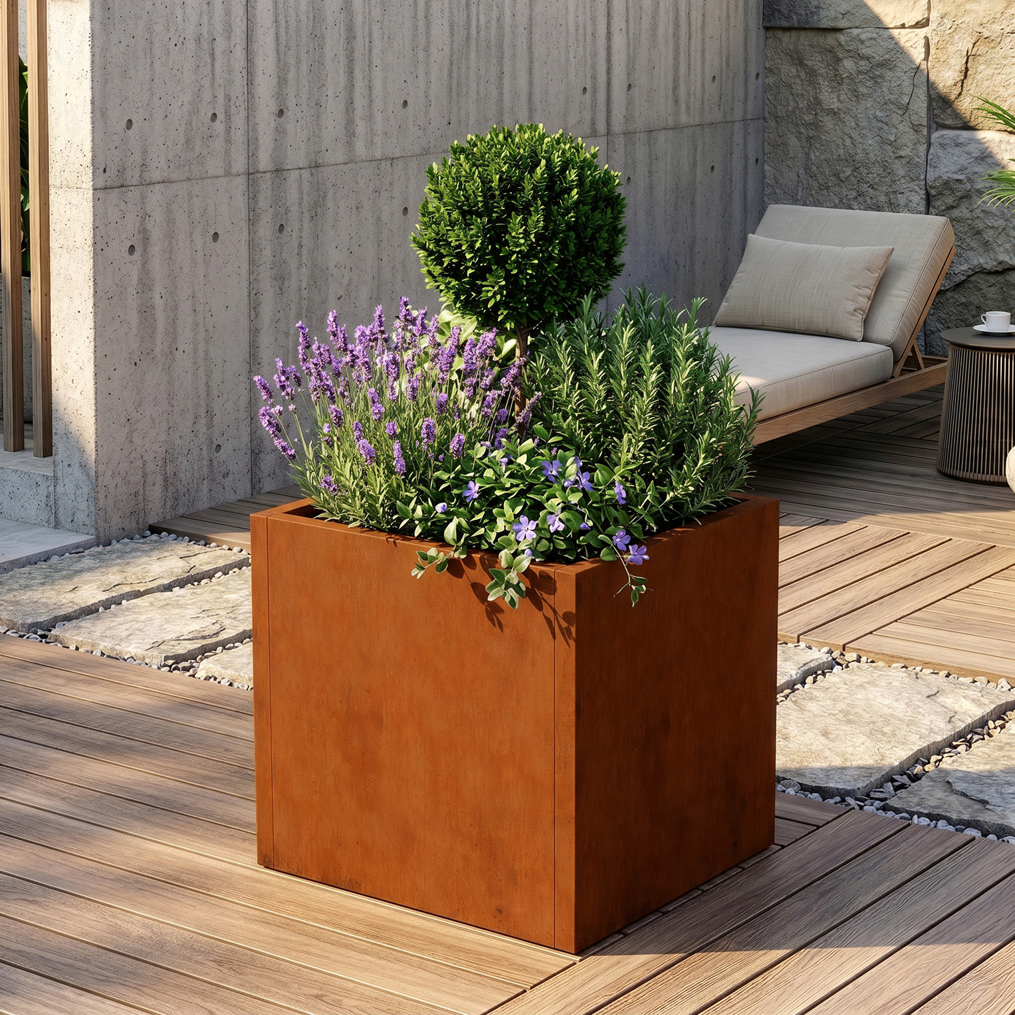 Bac À Plantes Vaargel Acier 60 X 60 X 60 Cm Rouille Noble
