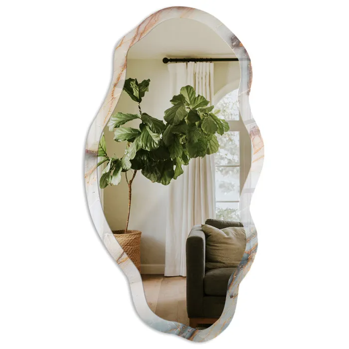 Miroir Mural Décoratif De Forme Irrégulière Creme La Chambre 52x97 Cm