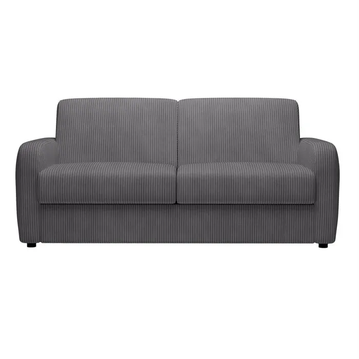 Olivier - Canapé 3 Places Convertible En Velours Côtelé Anthracite Matelas Memory 14 Cm