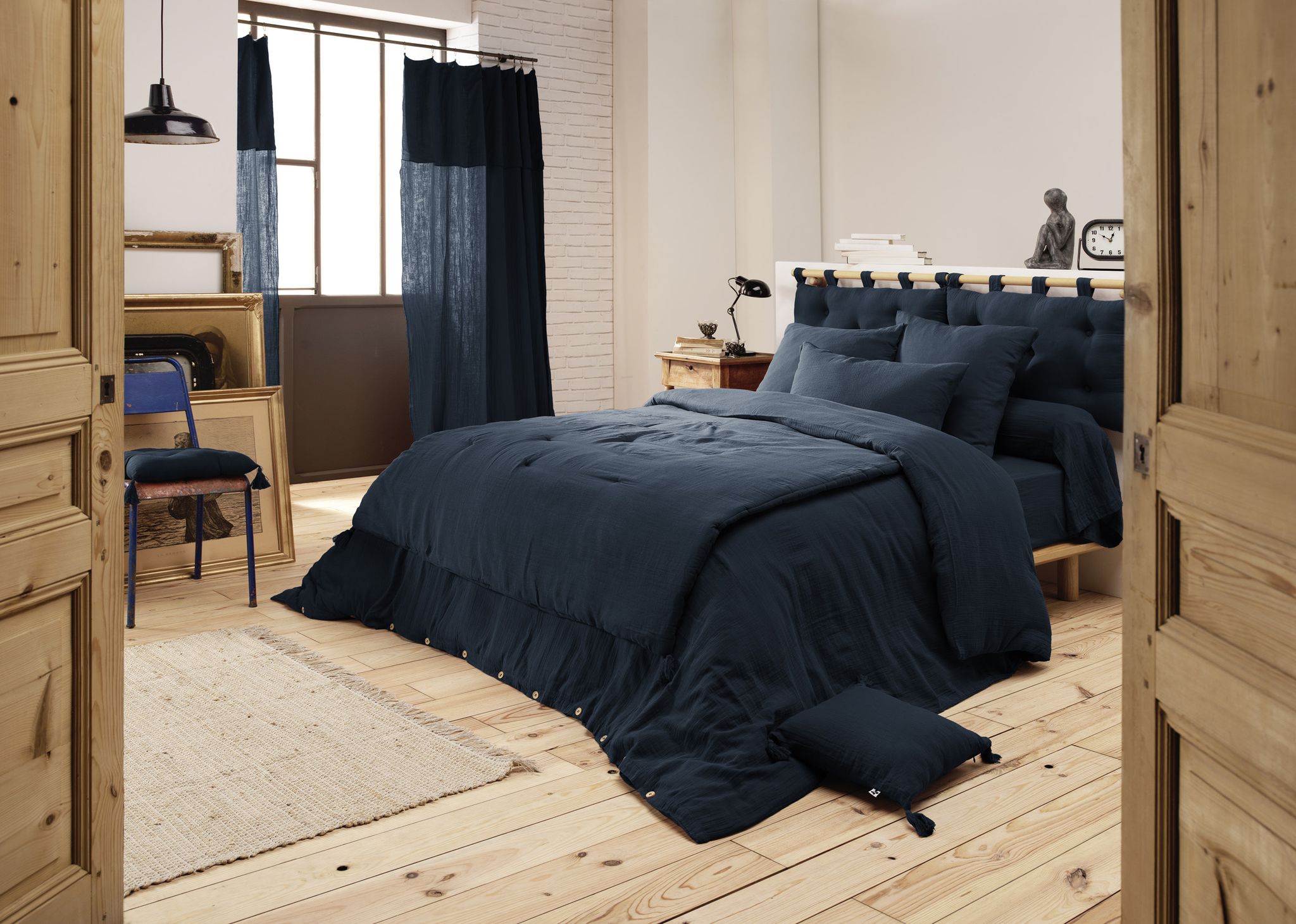 Housse De Couette 280 X 240 Cm King Size - Double Gaze - Mila Minuit