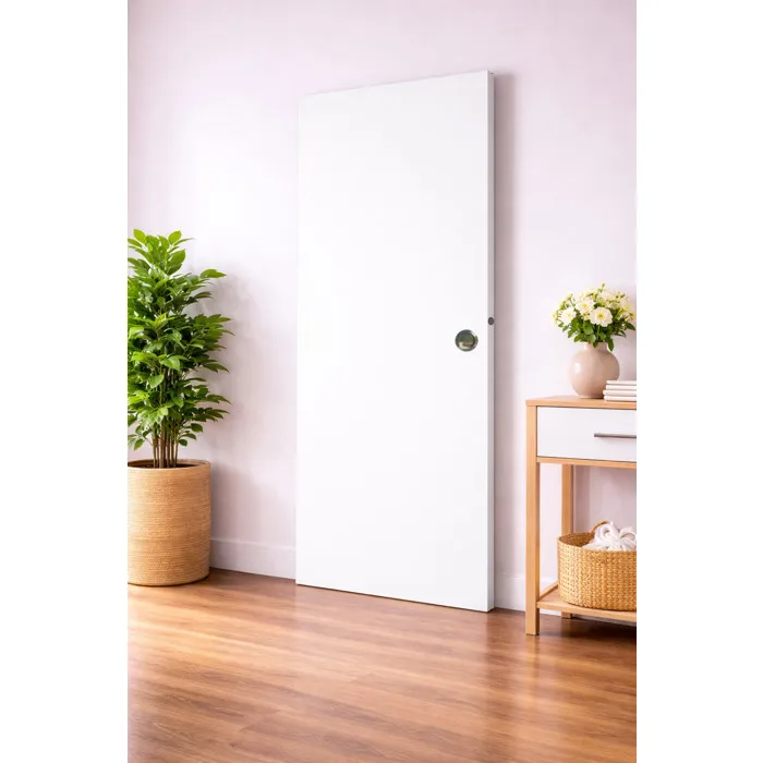 Porte Coulissante Blanc Pur Lacdor H204 X L83 Cm, Coquilles, Tire Doigt Gd Menuiseries