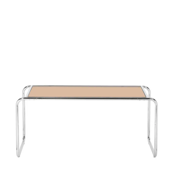 Rika - Table basse en verre pieds chrome L80cm- Verre ambré