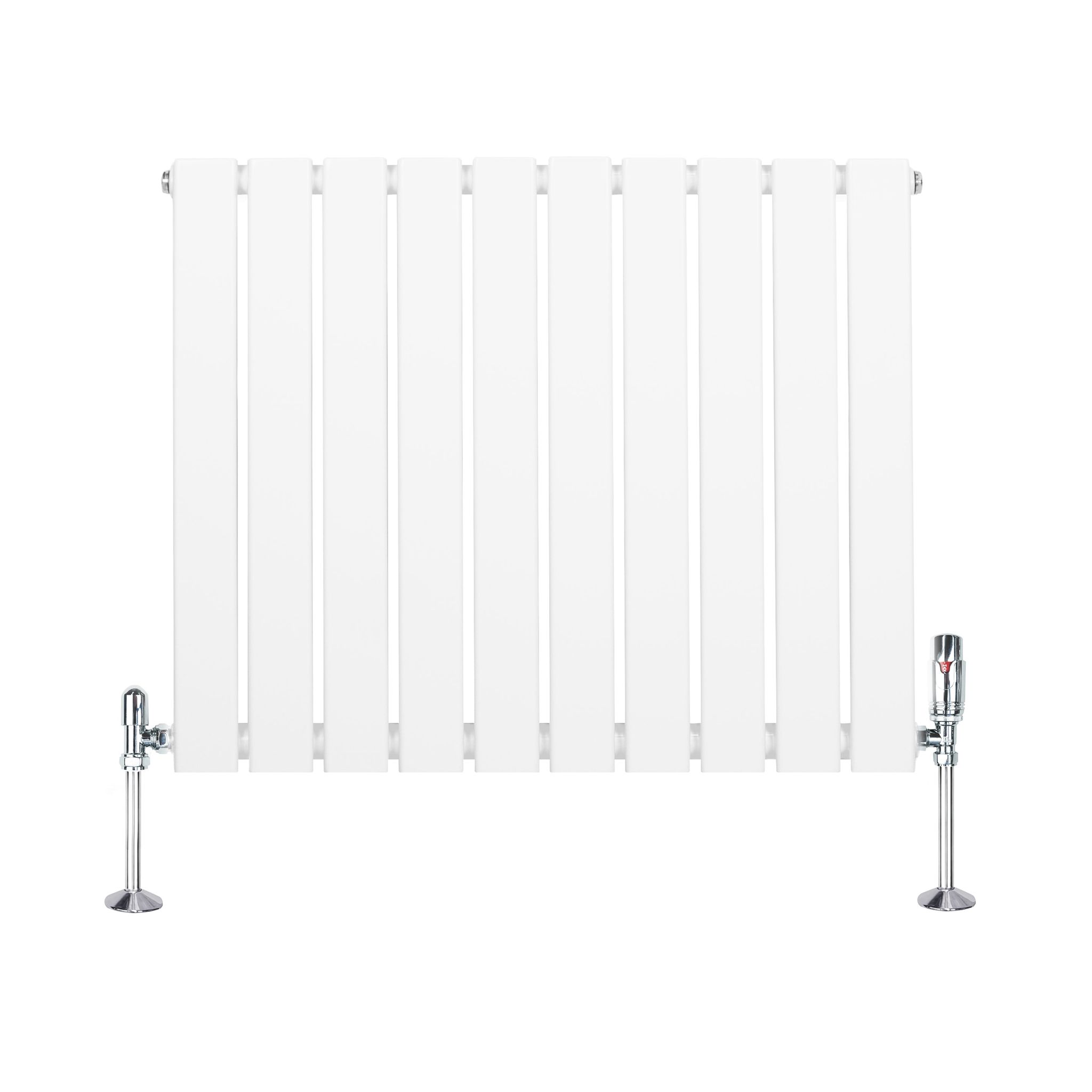Radiateur Plat Horizontale À 1 Colonne & Vannes 600 X 700 Mm En Blanc