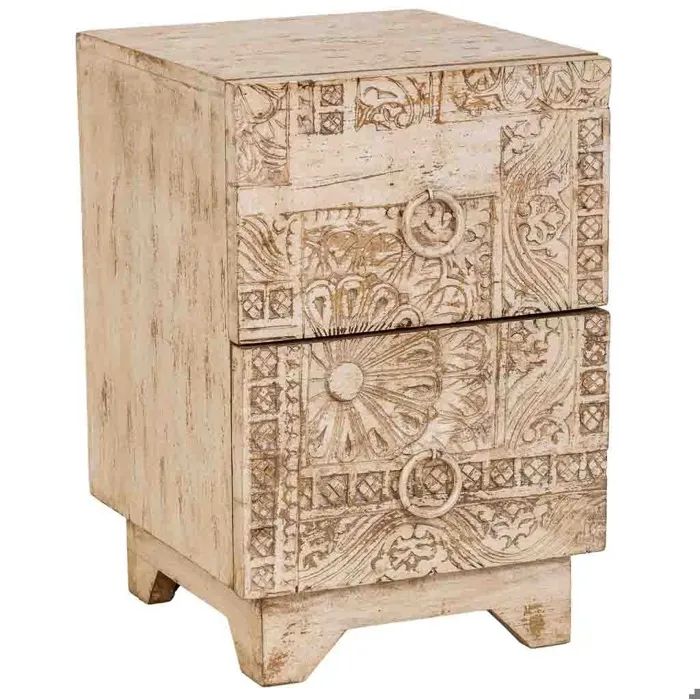 Table De Chevet En Bois Blanc, Fabriquée À La Main, 37x40x56 Cm (h)