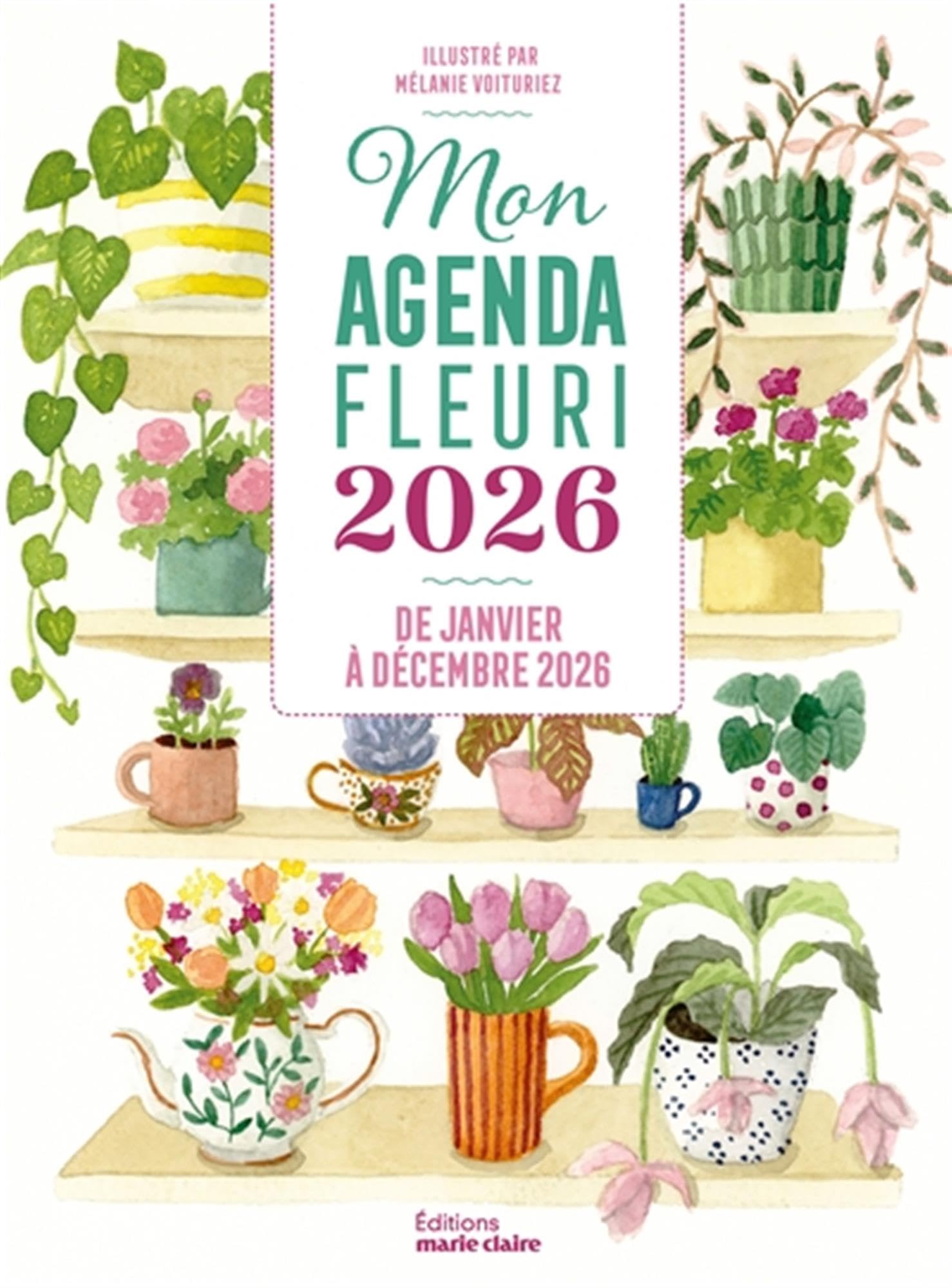 Agenda 2026 Marie Claire - Vert - 17 x 23 cm - Mon agenda fleuri