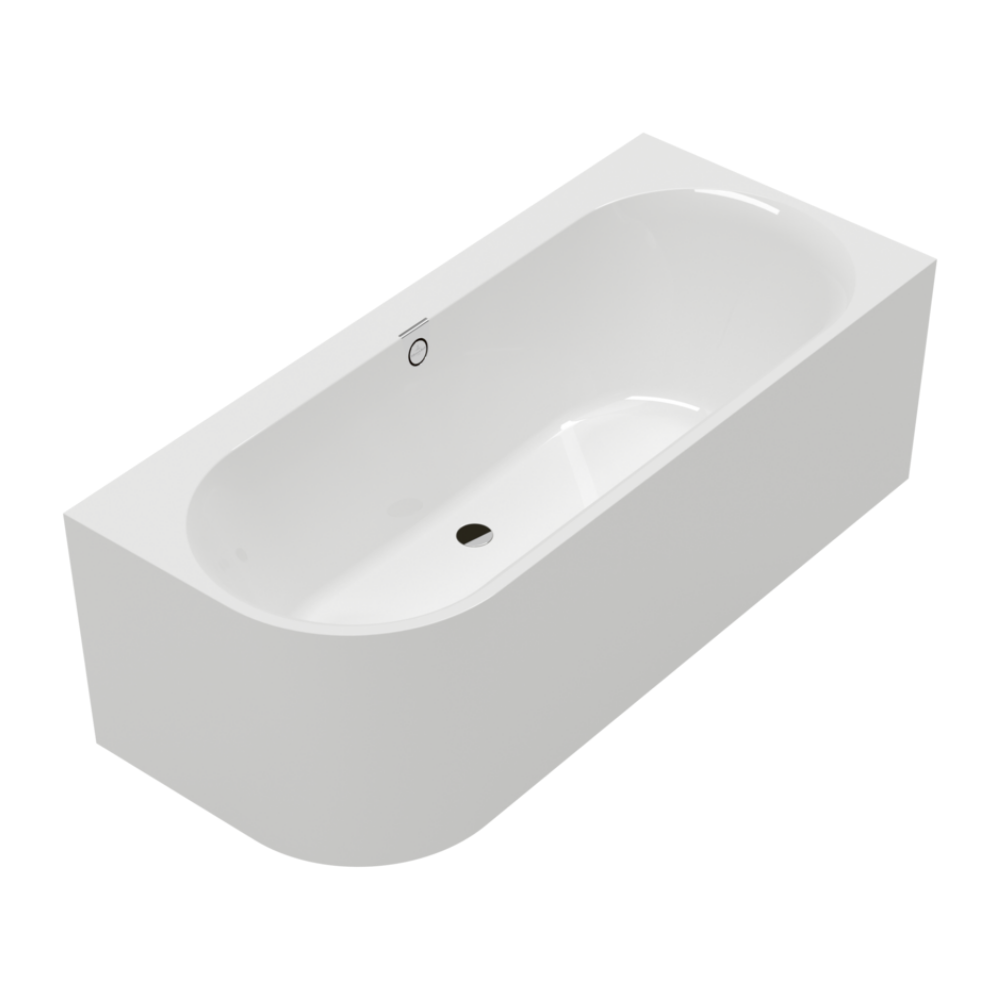 Baignoire murale semi-îlot d'angle VILLEROY & BOCH Oberon 2.1 blanc brillant version droite
