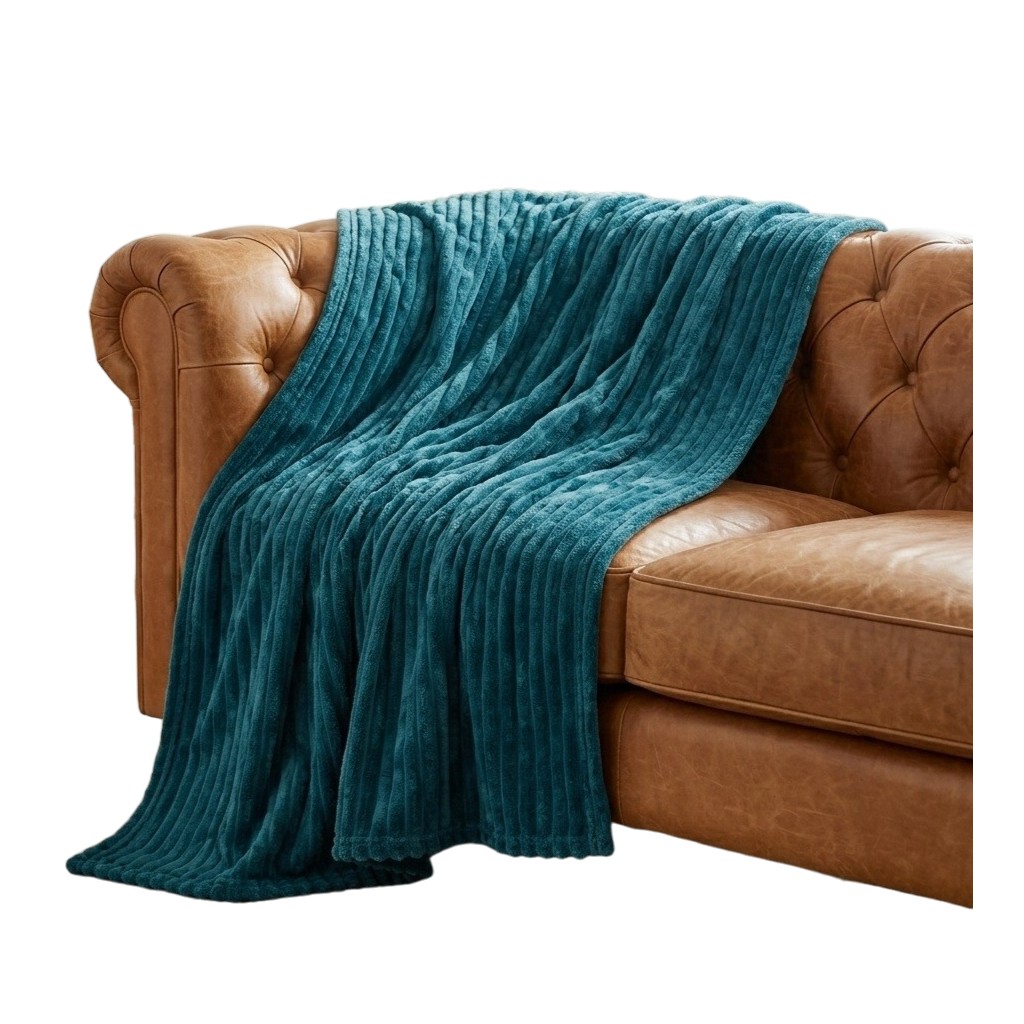 Plaid Flanelle 180 X 220 Cm Gali Bleu