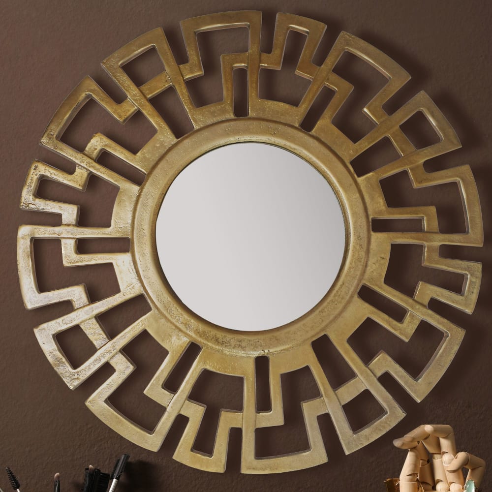 Finebuy Miroir Murale Art Déco Métal 60 Cm Miroir Mur Couloir Grand Moderne Rond