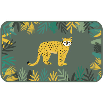 Tapis Velours Animal Sauvage Avec Feuillage Tropical