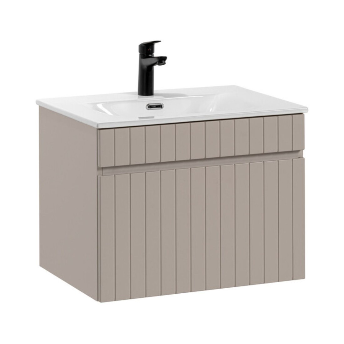 Ensemble De Salle De Bain Icon: Meuble Sous Vasque 60cm Cachemire + Vasque Encastrée Blanche