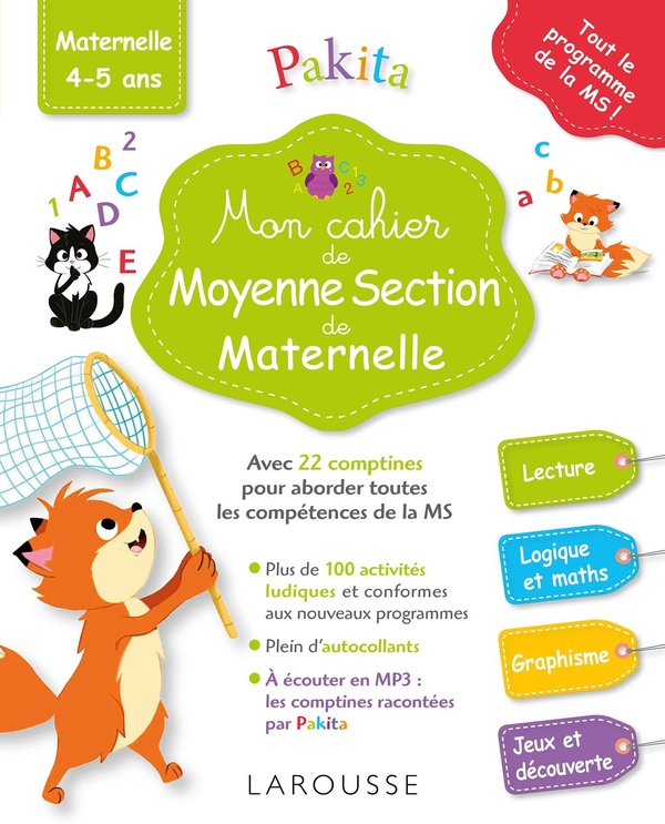 Mon cahier de moyenne section de maternelle: lecture, logique et maths, graphisme, jeux et découverte: maternelle, 4-5 ans