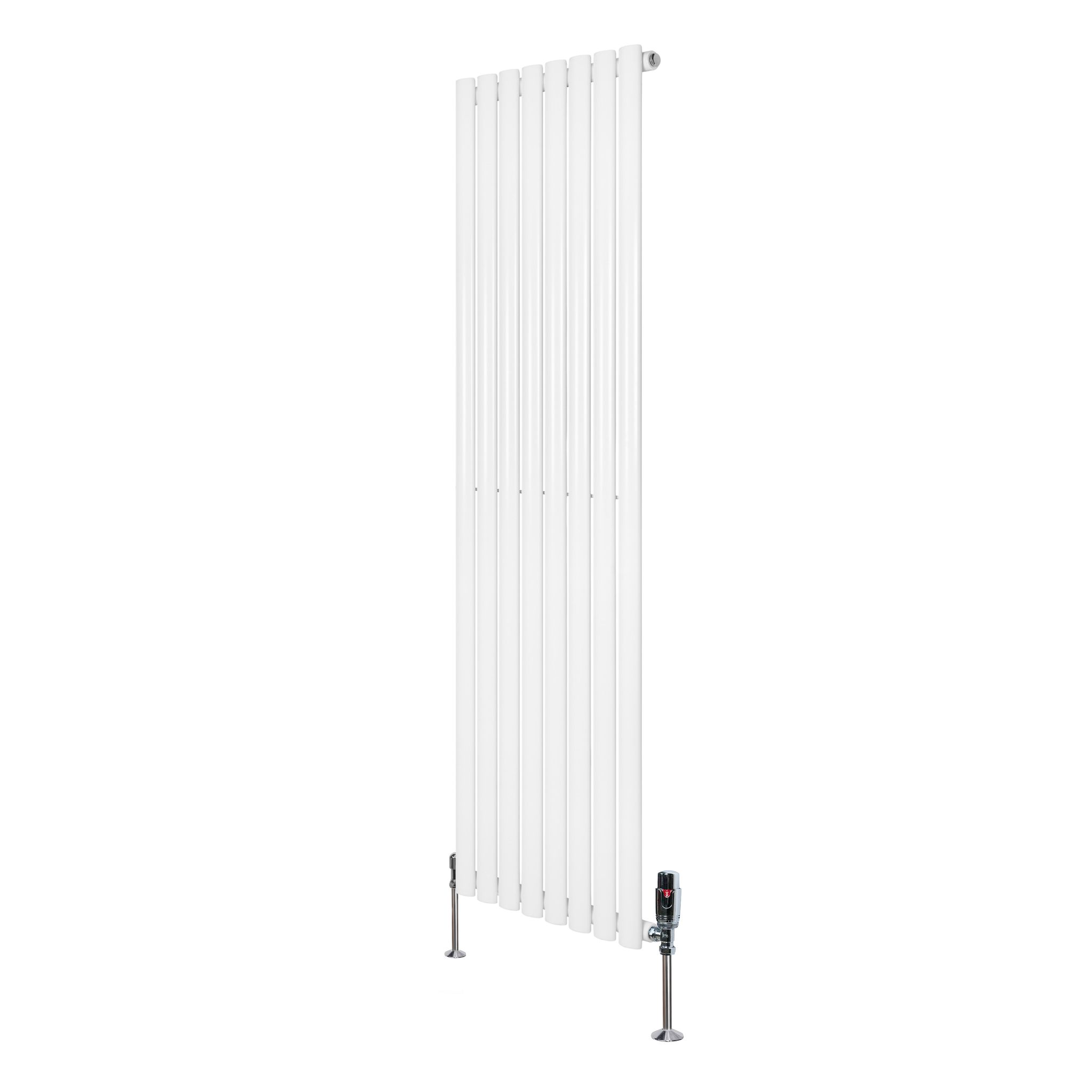 Radiateur Ovale 1 Panneau & Vannes 1600 X 480 Mm En Acier Blanc Horizontale