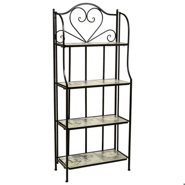 Étagère en mosaïque et fer forgé noire 57x27x133h