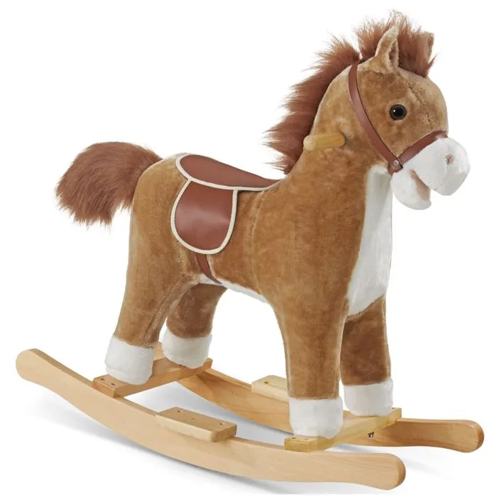 Cheval À Bascule En Peluche Structure En Acier 31 X 65 X 61 Cm Marron