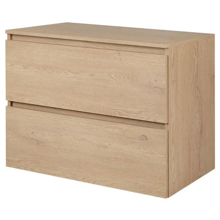 Meuble suspendu sous vasque SIMPLE chêne clair avec le plan 80 cm