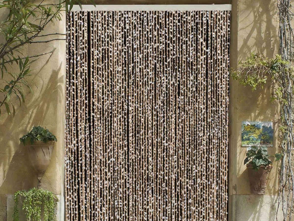 Rideau De Porte Tresses Polyester Avec Feuillage Artificiel Samana, Blanc, 90 X 200 Cm - Morel