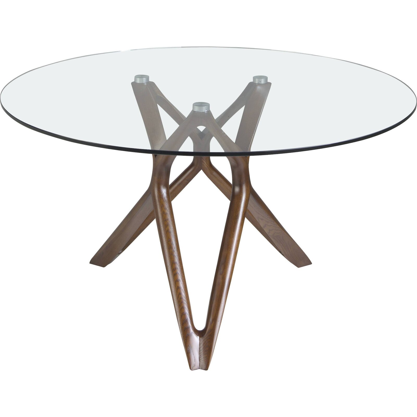 Table Ronde Angel Cerda En Verre Et Bois Noyer - Noyer Et Verre Transparent