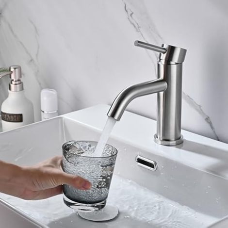 Robinet Salle De Bain,robinet De Lavabo,mitigeur Lavabo Monocommande Réglable Chaud Et Froid,argent