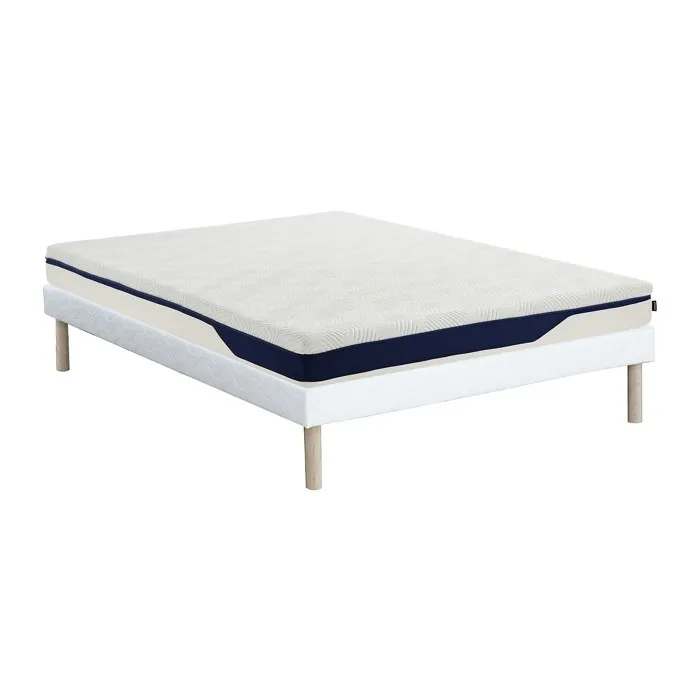 Ensemble 160 x 200 cm sommier tapissier + matelas mousse HD 7 zones et gel à mémoire de forme déhoussable ép.22cm - FAGANI de