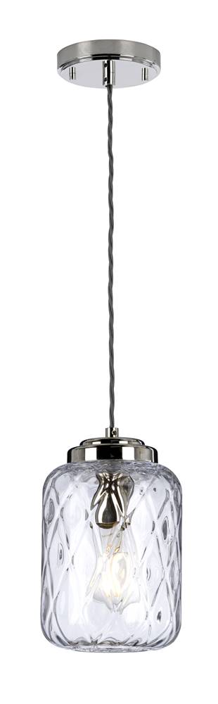 Suspension Nickel Poli Verre Clair Sola E27 60w Elstead