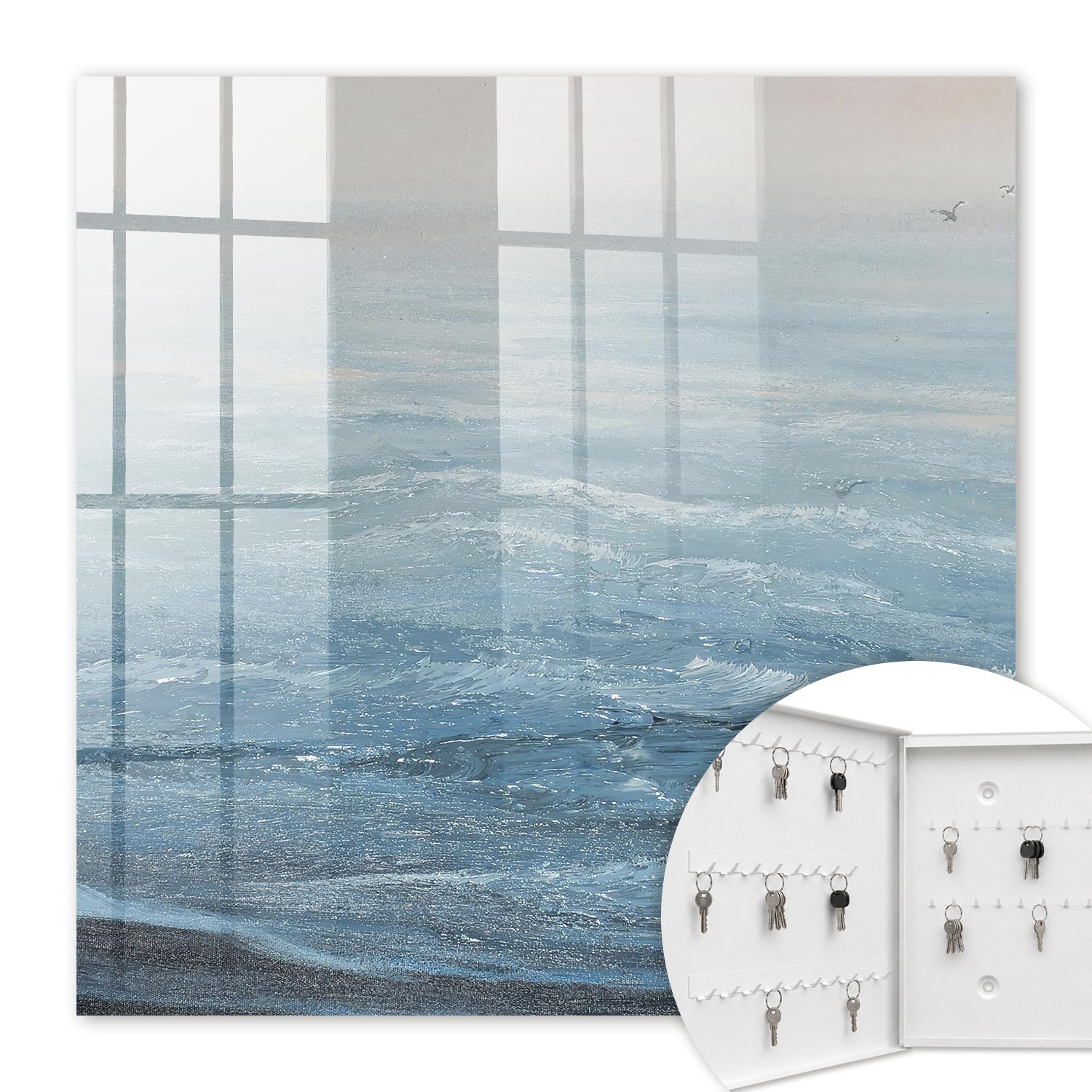 Armoire À Clés - (30 Cm X 30 Cm) - Boîte À Clés Murale - Coffret De Rangement Pour Clés - Couleur Blanche - Ouverture Vers La Gauche - Pour Maison Et Bureau - Harmonie Maritime