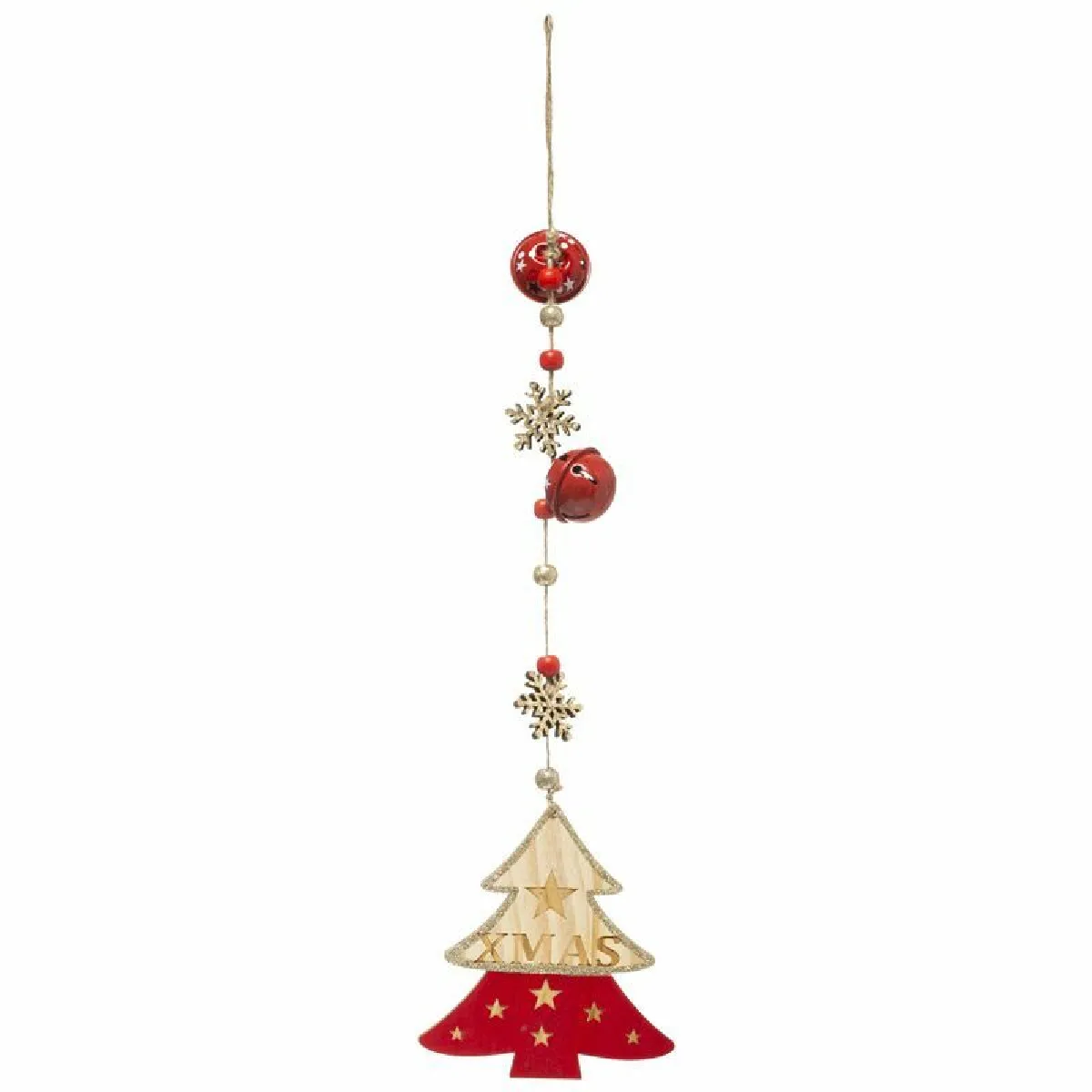 Sujet De Noël Bois Sapin Cloche - Feeric Lights & Christmas