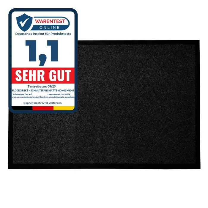 Tapis De Porte Paillasson D'Entrée Monochrom Noir 120 X 300 Cm