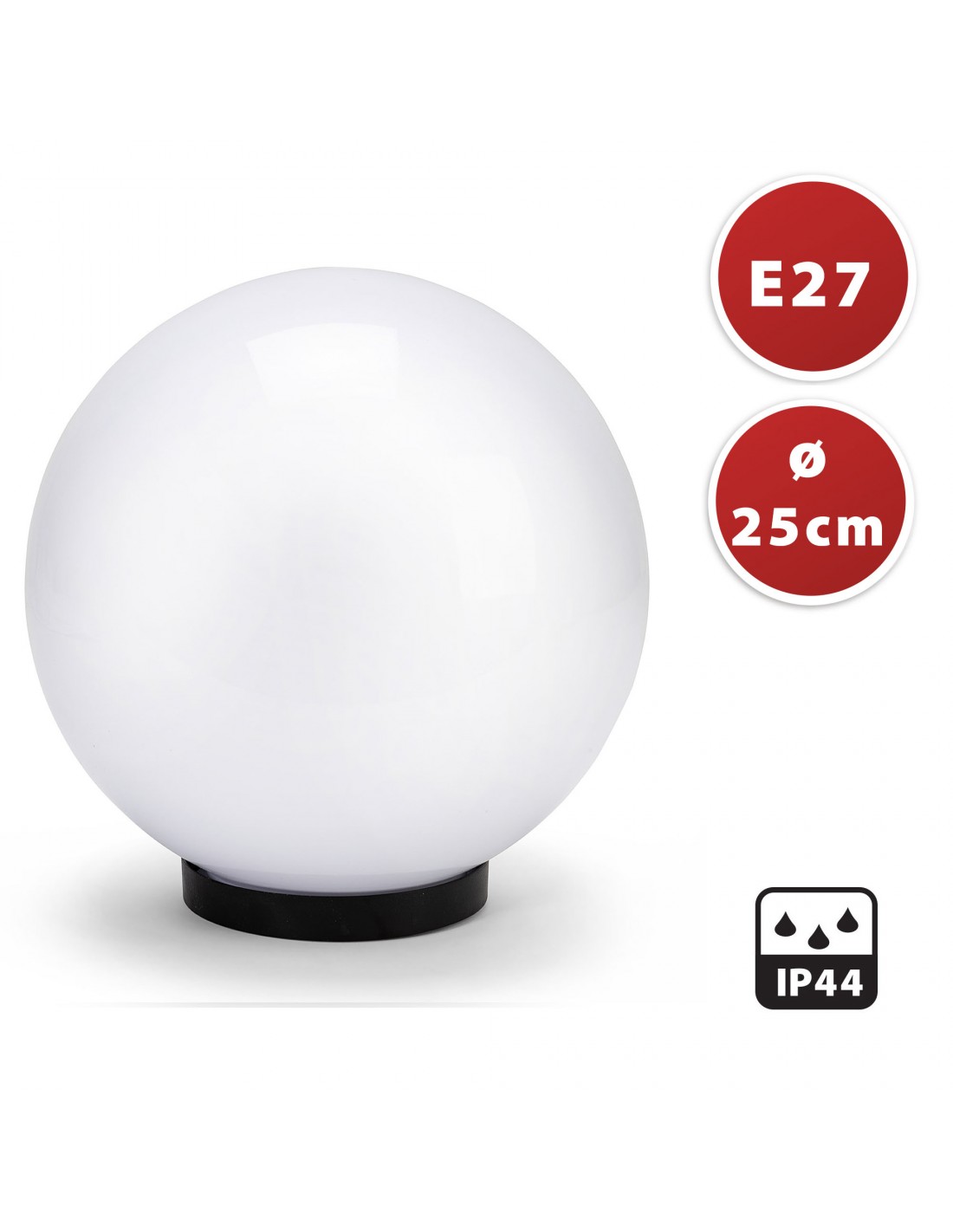 Sph250 Apolux Sphère Pour Extérieur En Pmma 250mm Attaque E27 Blanc - Velamp