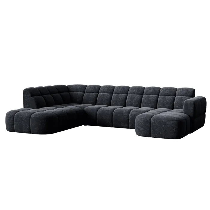 Beliz Xl - Canapé Panoramique Tissu Noir - Angle Droit