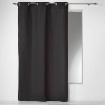 Rideau A Oeillets Coton Ui Panama Noir140 X 280 Cm