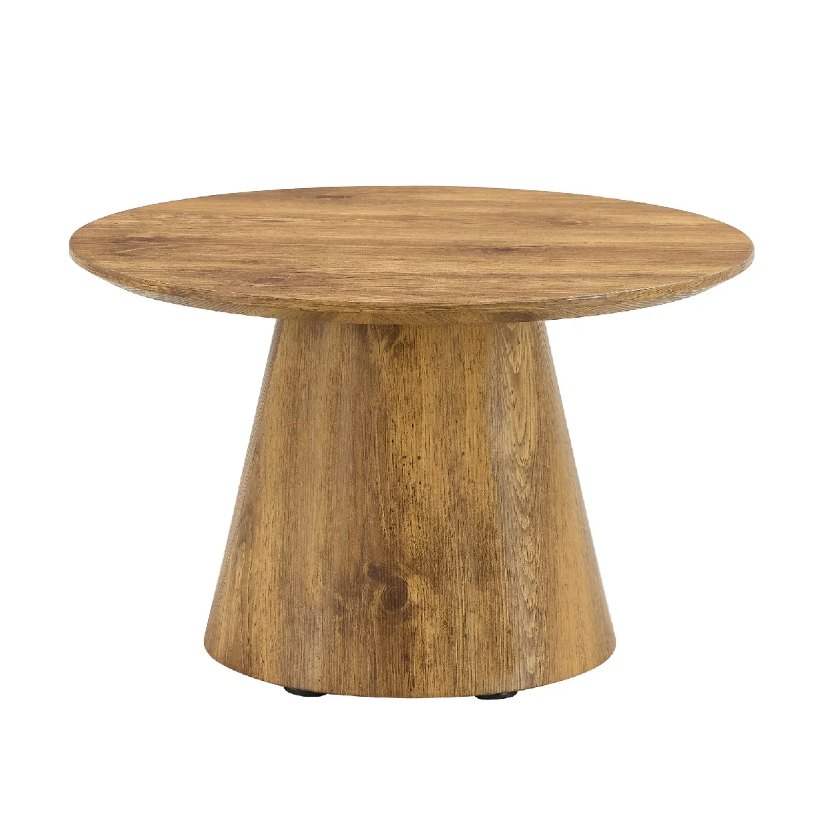 Table Basse Ronde avec Surface Bois Naturel et Pied en MDF - Idéale pour Salon ou Balcon