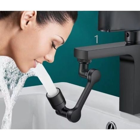 Noir Rallonge De Robinet, Aérateur De Robinet Rotatif À 1080°, Buse De Mélange À 2 Rayons, Aérateurs Universels Pour Robinets De Cuisine/salle De Bain