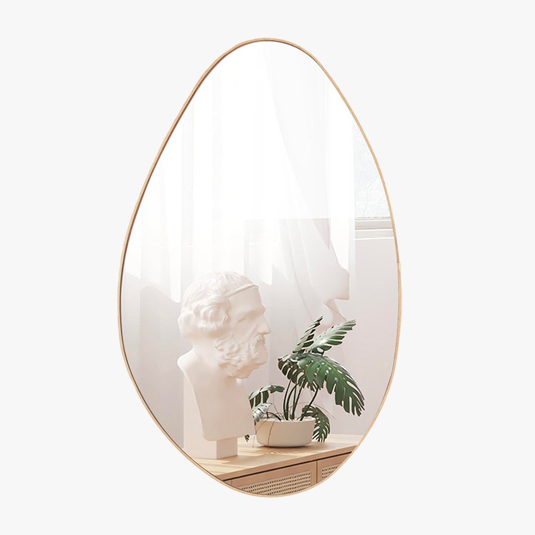 Nacia - Miroir Mural Ovale 80x50 Cm Couleur Chêne Vieilli