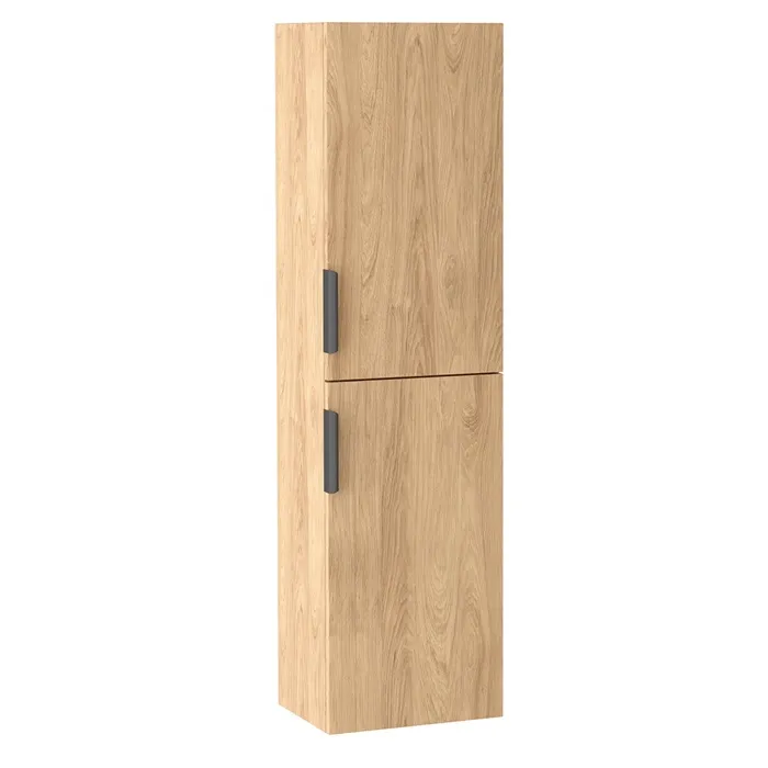 Meuble colonne suspendu de salle de bains LUNA effet chêne Hikora 35 x 130 cm