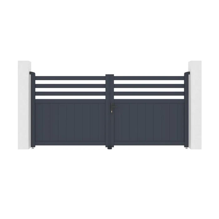 Portail battant 3m NEVIS H.140cm aluminium gris