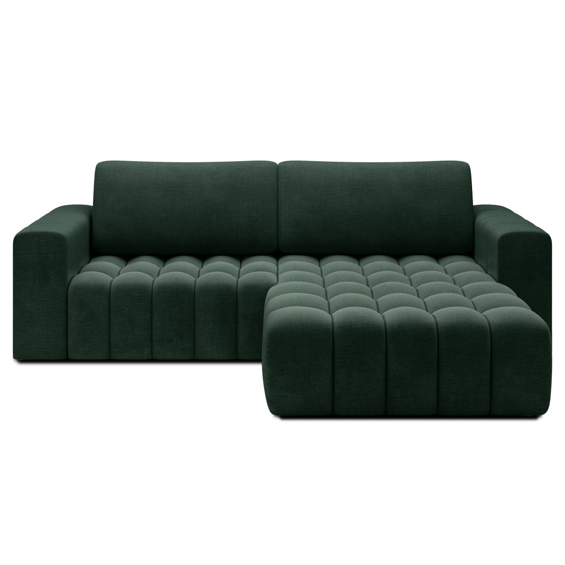 Canapé D'Angle Convertible Dory Vert Foncé 250 Cm Avec Coffre De Rangement Angle Droit