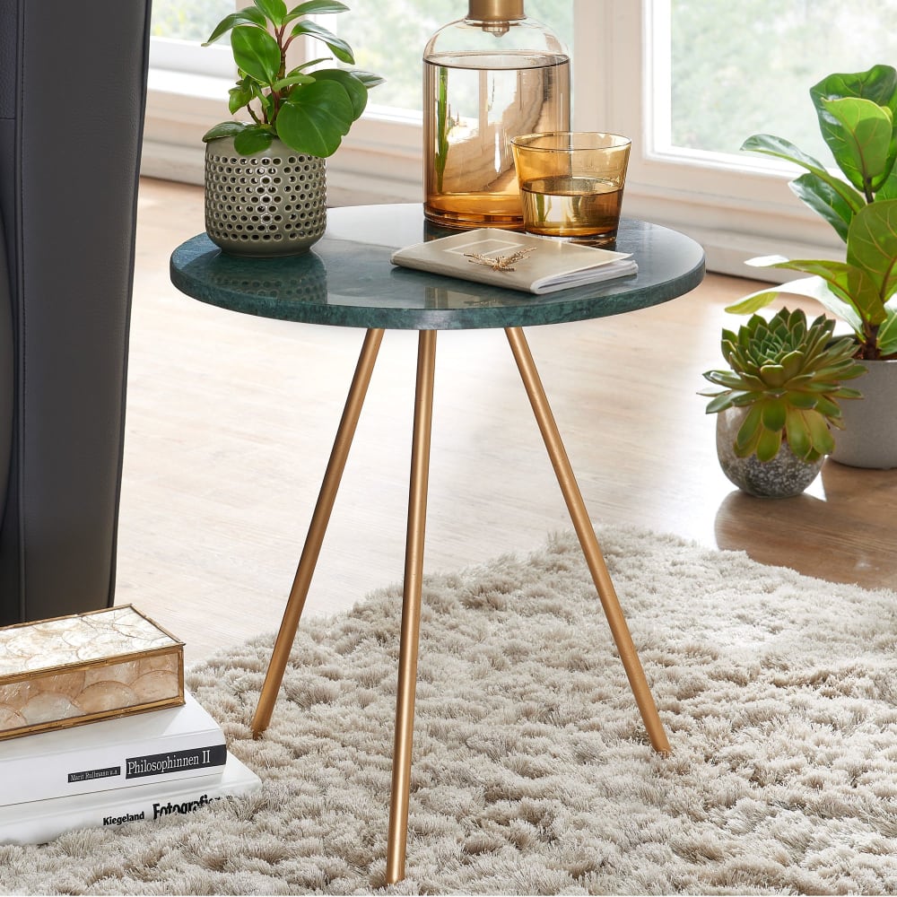 Table d'appoint Marbre Véritable 38 cm Petite Table de salon Ronde FineBuy