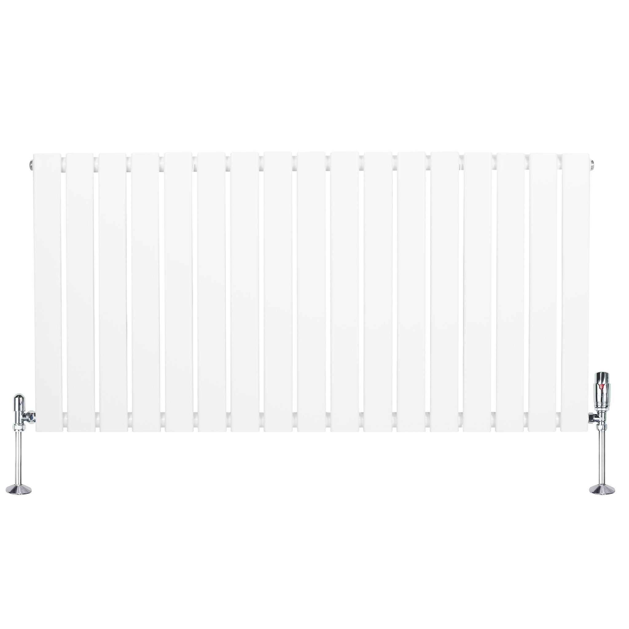 Radiateur Plat Horizontale À 1 Colonne & Vannes 600 X 1190 Mm En Blanc