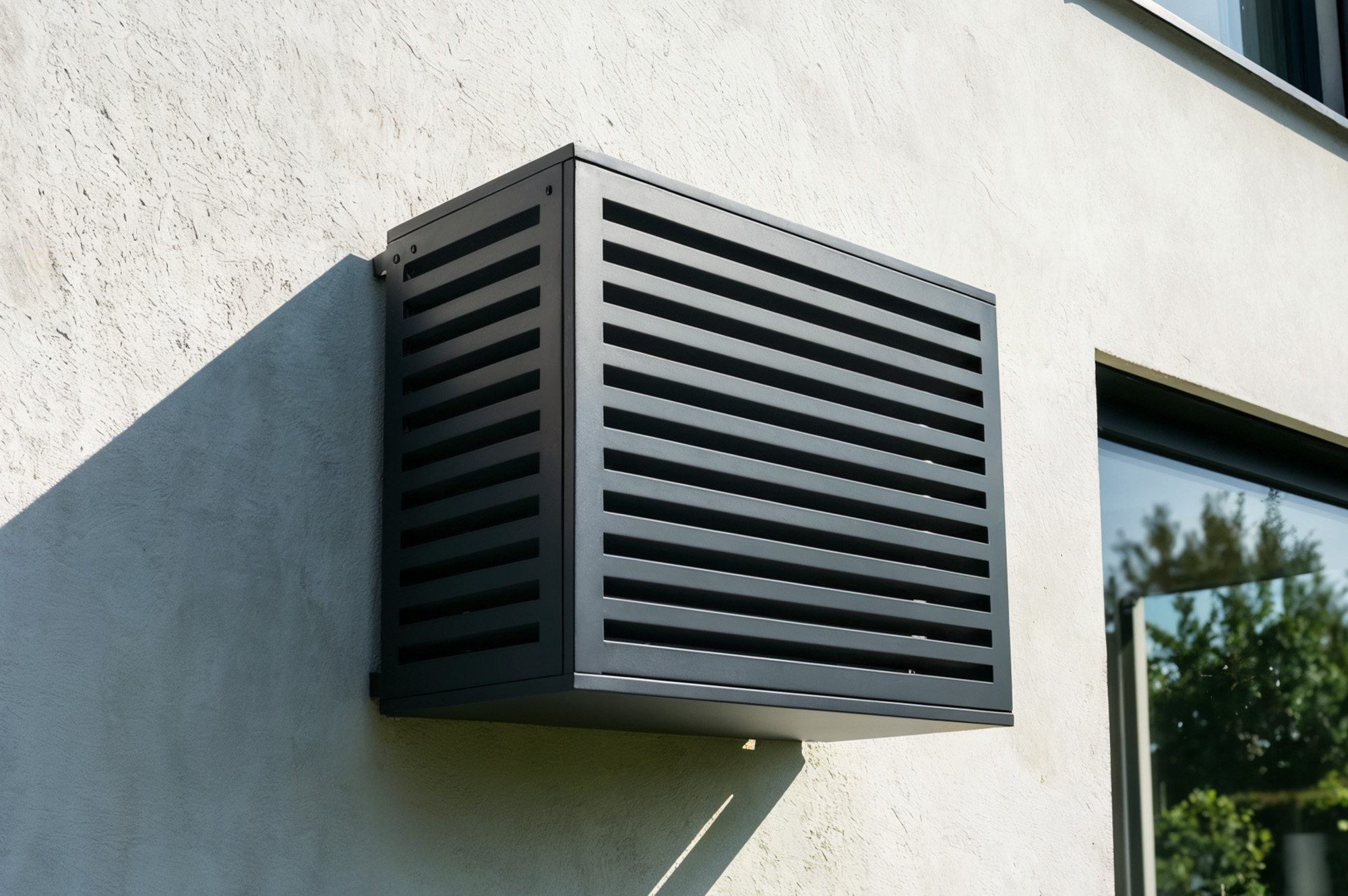 Cache Clim & Pompe À Chaleur Aneto Aluminium Gris Avec Face Inférieure - Taille S