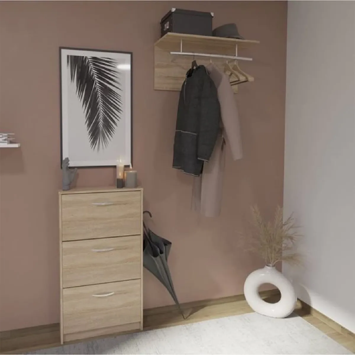 Fmd - Porte Manteau 72x29,3x34,5 Cm Chêne