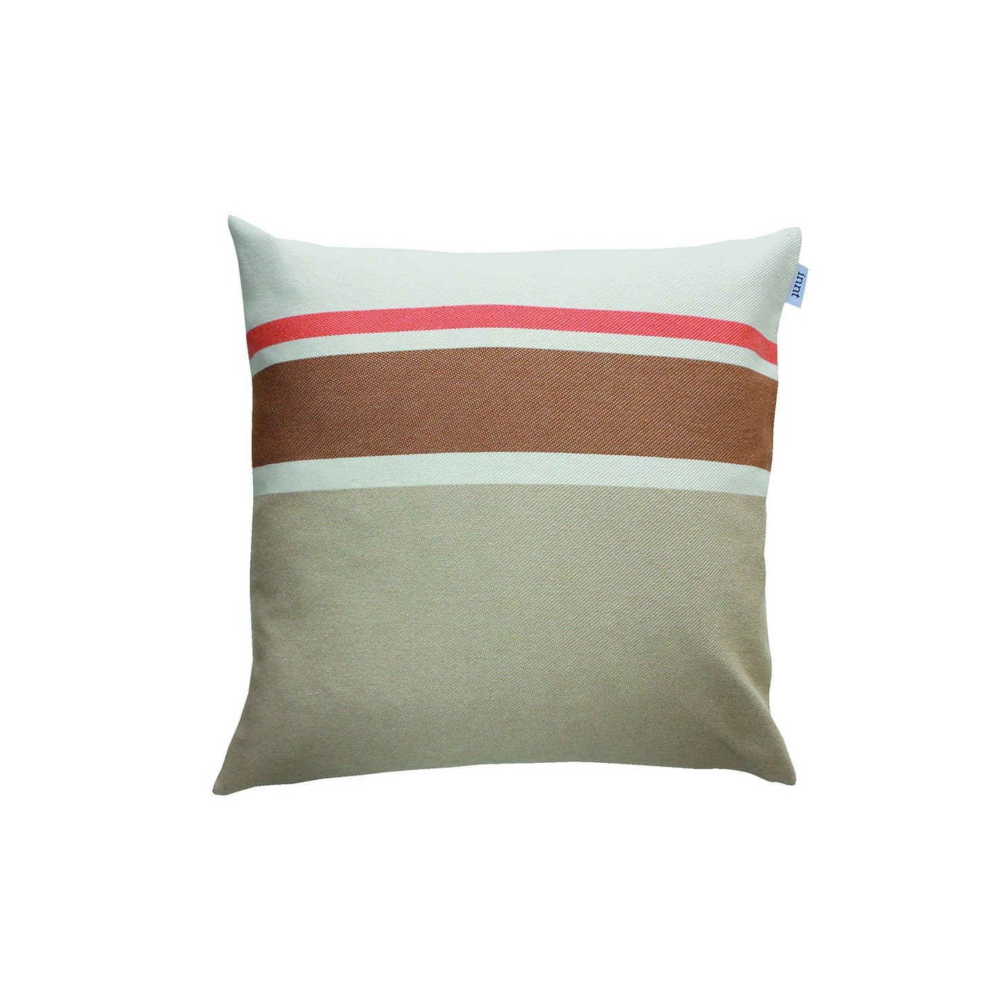 Coussin En Coton Recyclé Ivoire, Blanc, Ambre Et Corail 50 X 50 Cm