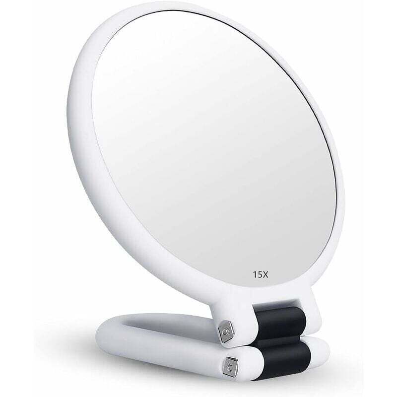 Miroir Grossissant X15 Miroir Pliant Double Face Pour Divers Détails De Maquillage (blanc)