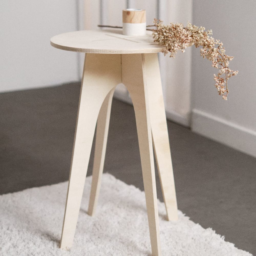 Table D'appoint En Bois "simplicity" - Beige - D 40 X H 60 Cm