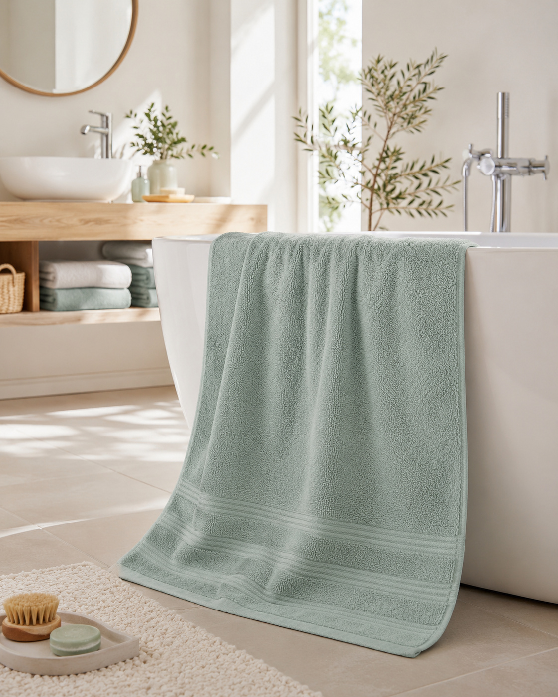 Drap De Douche Spa 70 X 140 Cm 100% Coton 400 Gr/m² - Menthe
