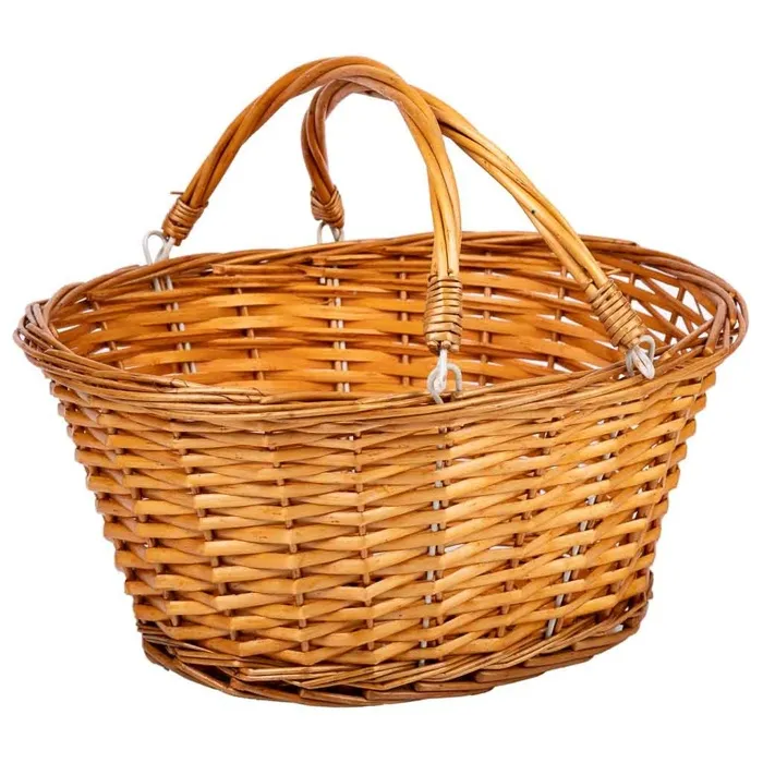 Panier En Osier Avec Poignée Pliante, Marron, 35x28x30h Cm