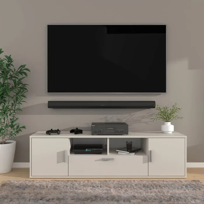 Meuble Tv Bim Furniture Blanca 150 Cm 2 Portes 1 Tiroir Led Rgb Cachemire
